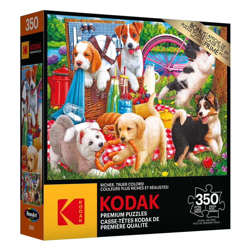 RoseArt - Kodak Premium - Chiots en pique-nique - Casse-tête de 350 pièces