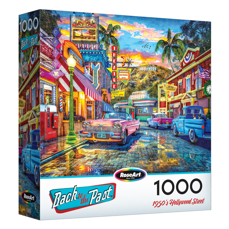 RoseArt-Volver al pasado-Calle de Hollywood de los años 50-Rompecabezas de 1000 piezas