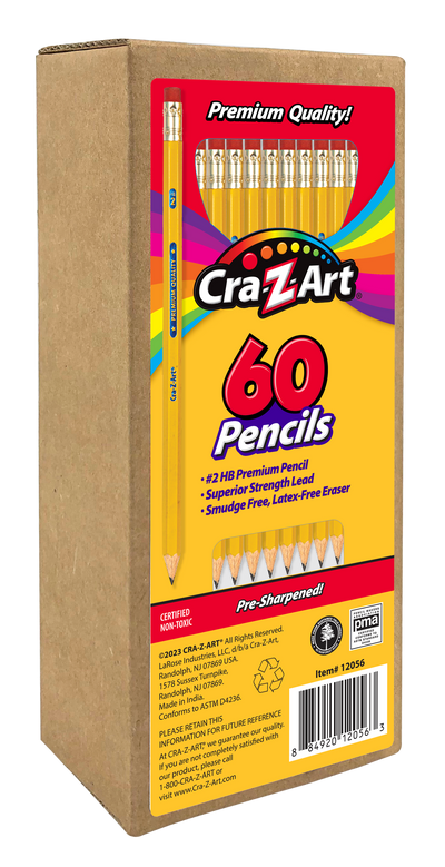 A box of Cra-Z-Art 60ct #2 HB pencils, featuring premium quality and superior strength lead.