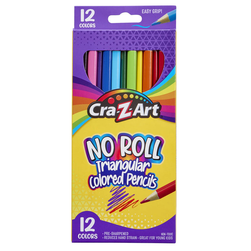 Cra-Z-Art Triangular Colored Pencils, 12 Vibrant Colors, Pre-Sharpened, Ages 3+