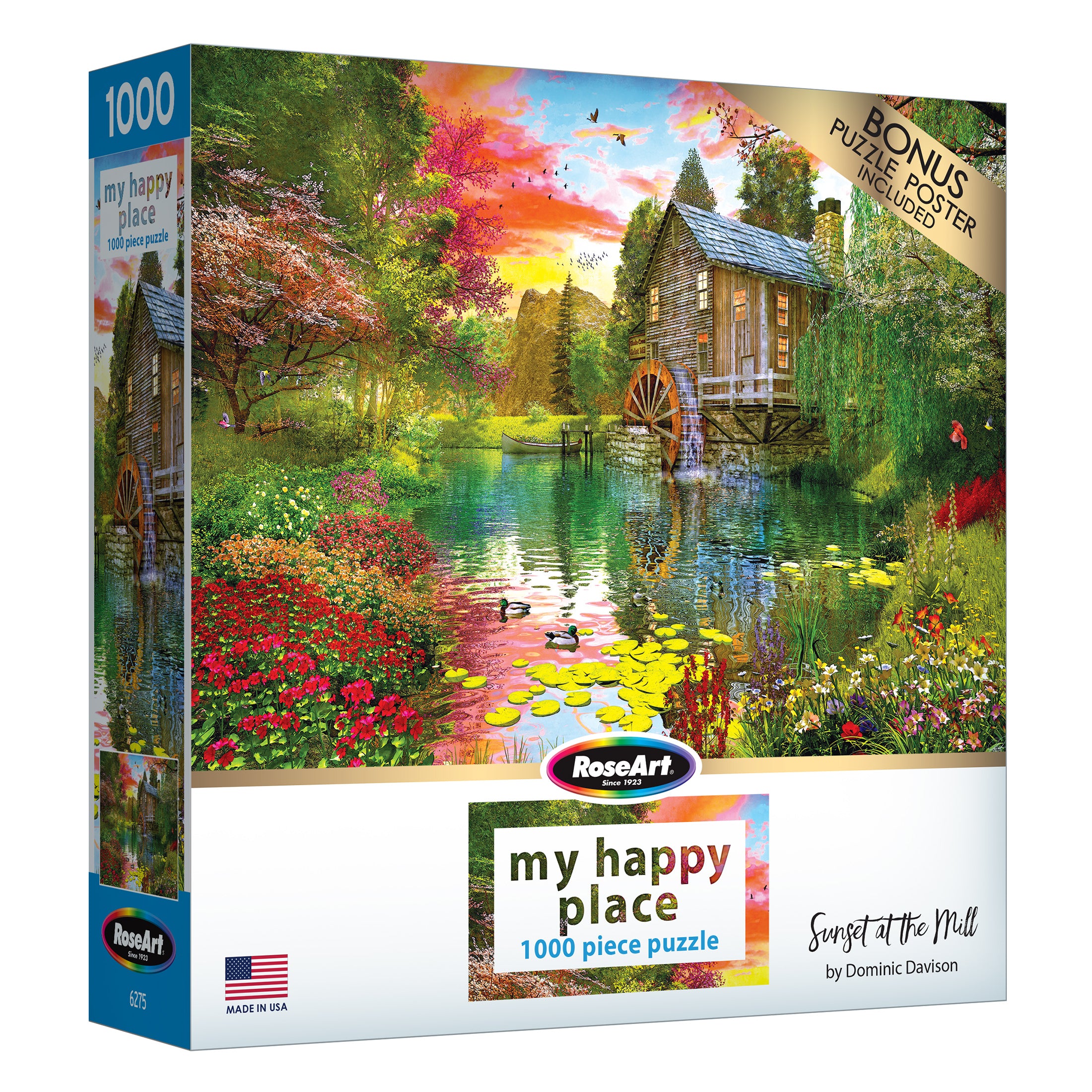 ⭐HappyRose⭐ RoseArt - My Happy Place - Sunset at the Mill - 1000 Piece Jigsaw