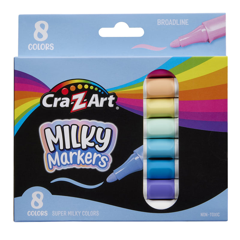 Cra-Z-Art Milky Broad Line Markers, 8 Pastel Colors, Ages 3+