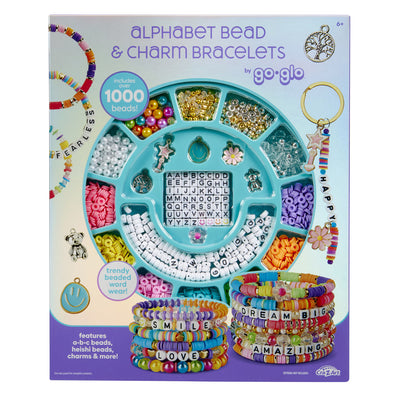 Go Glo Alphabet Bead & Charm Friendship Bracelet Making Kit for Kids, 1,000+ Pieces, Ages 6+