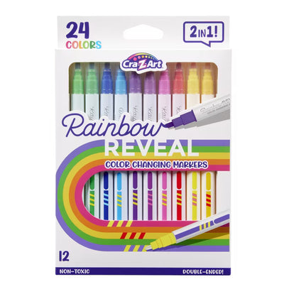 Cra-Z-Art Rainbow Reveal Color Changing Markers, 12 Double-Ended Markers, 24 Colors