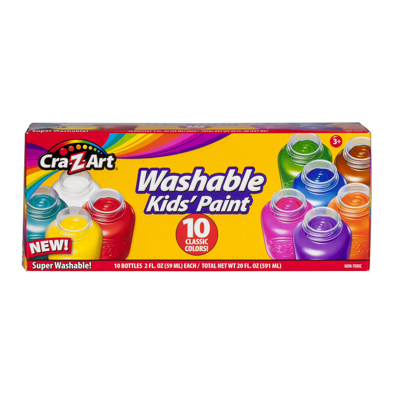 Cra-Z-Art Washable Poster Paint for Kids, 10 Colors, 2 oz Paint Pots, Ages 3+