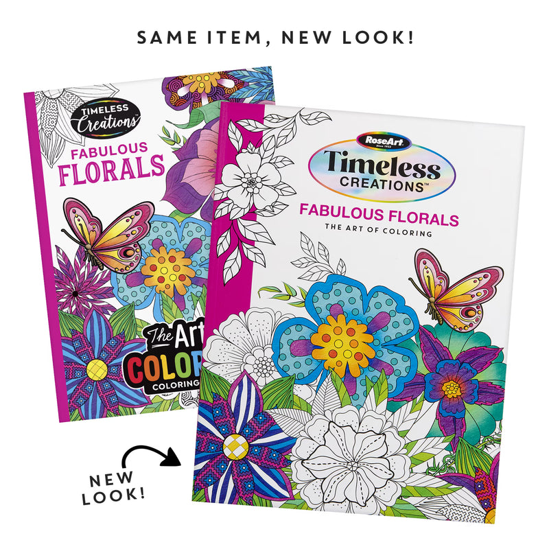 Cra-Z-Art Timeless Creations Fabulous Florals Adult Coloring Book, 64 Floral Designs