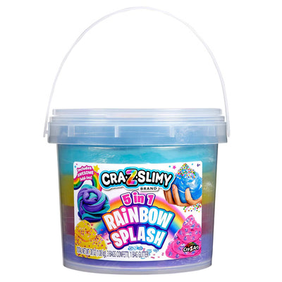 Cra-Z-Slimy 5 in 1 Rainbow Splash bucket on a white background