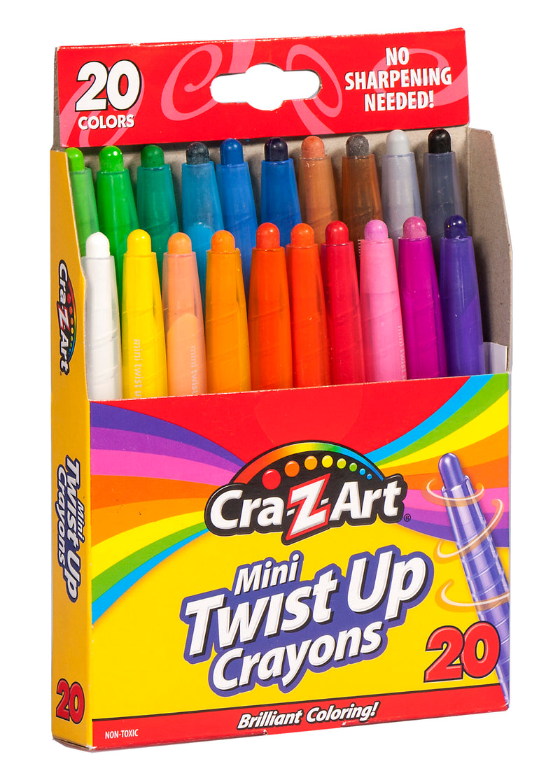 Cra-Z-Art Mini Twist-Up Crayons – 20 Count, No Sharpening, Mess-Free Coloring, Non-Toxic for Kids