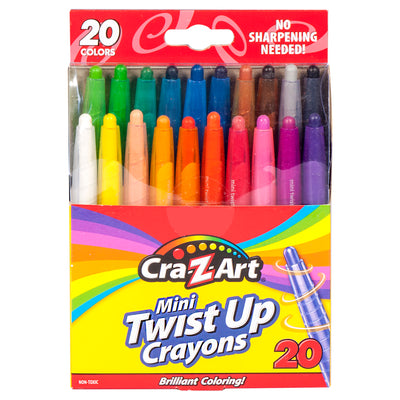 Cra-Z-Art Mini Crayons rétractables – Paquet de 20, pas besoin de taille-crayon, coloriage sans salissure, non toxique pour les enfants