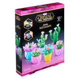 The Crystal Gem Creations Jewel Succulents kit features vibrant crystal plants in pots, perfect for ages 8+. It includes all tools and materials needed to craft stunning 3D creations inspired by the enchanting world of Jewel Succulents.