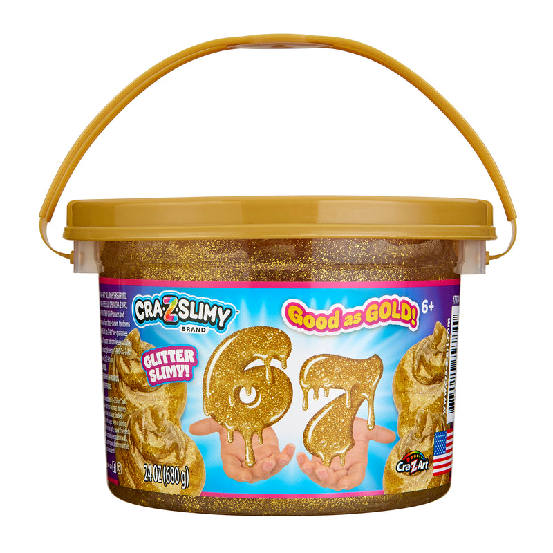 Cra-Z-Slimy 6-7 Cubo de Slime Dorado con Purpurina 24oz