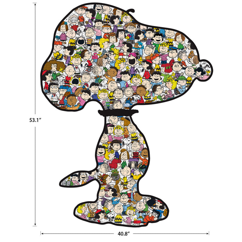 A RoseArt-Peanuts-World's Largest Snoopy-1600 Piece Jigsaw Puzzle, measuring 53.1 inches tall and 40.8 inches wide.