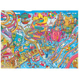 Vibrant illustration of animal friends at Catopia Water Park with slides, a cat-shaped structure, and playful water features—perfect for the ROSEART-CATOPIA-WATER PARK-500 PIECE JIGSAW PUZZLE.