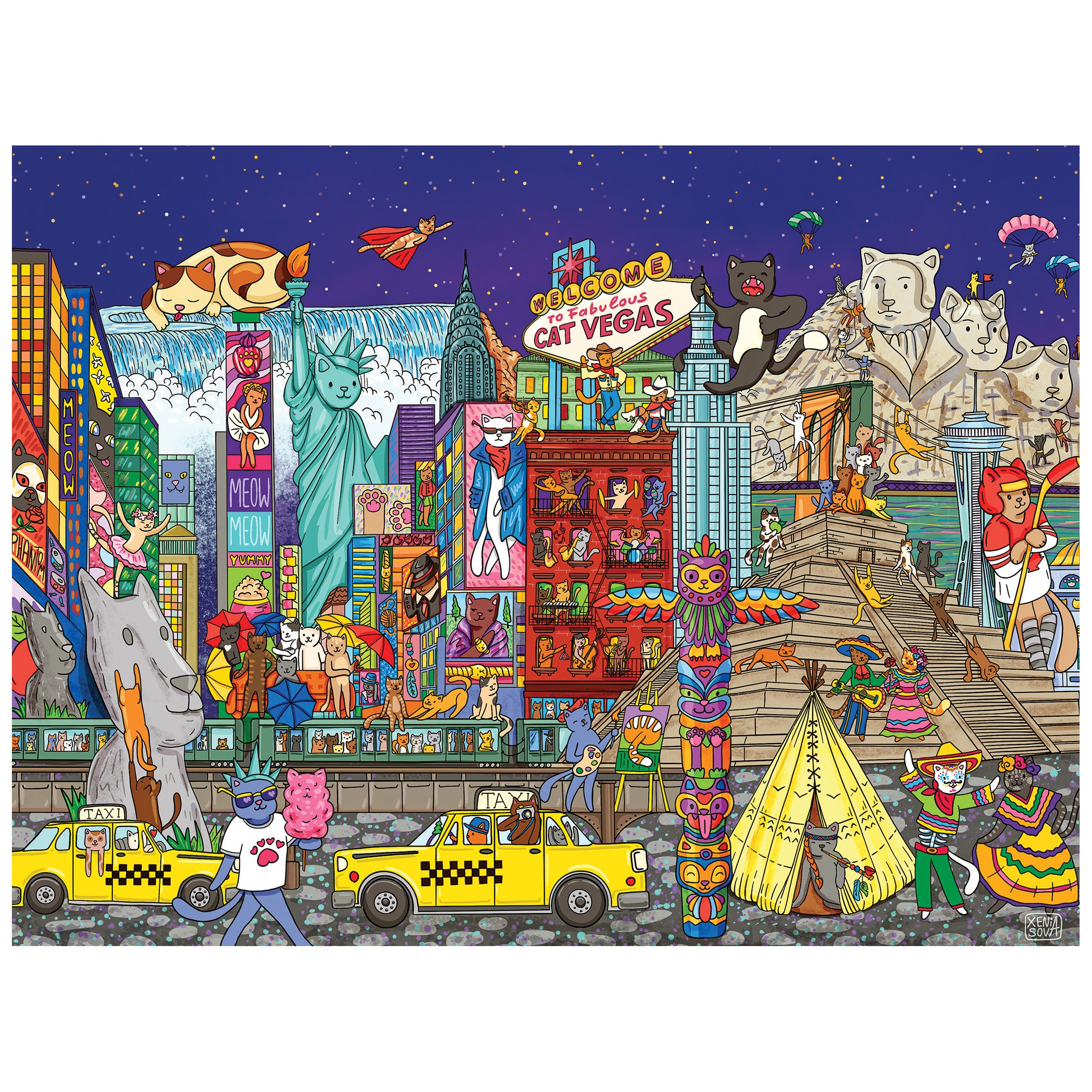RoseArt-Catopia-Americat-500 Piece Jigsaw Puzzle – Cra-Z-Art