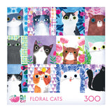 The ROSEART-PLANET CAT-FLORAL CATS 300 piece jigsaw puzzle features illustrated floral cats with charming backgrounds.