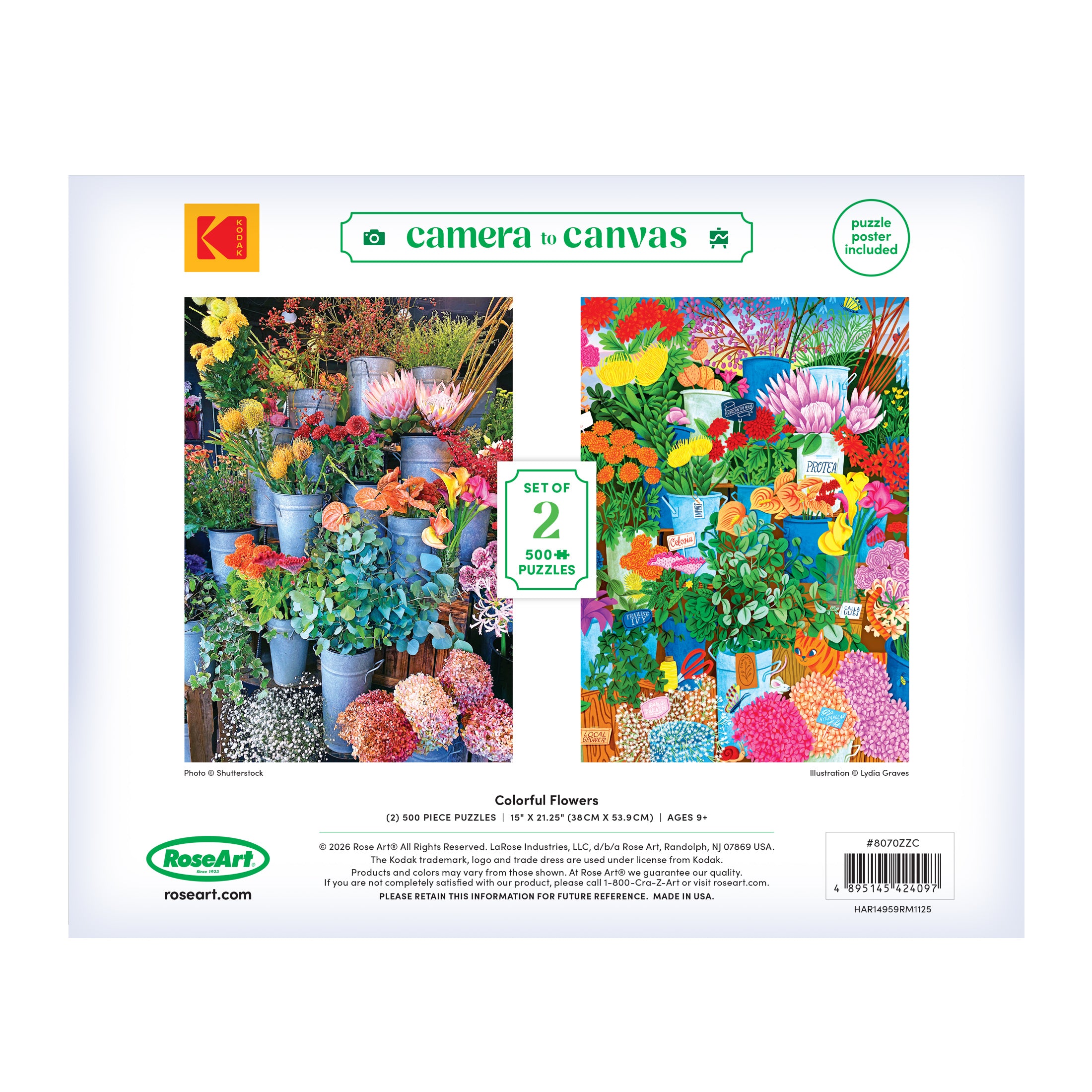 RoseArt-Kodak Camera to Canvas - Colorful Flowers - 500 Piece