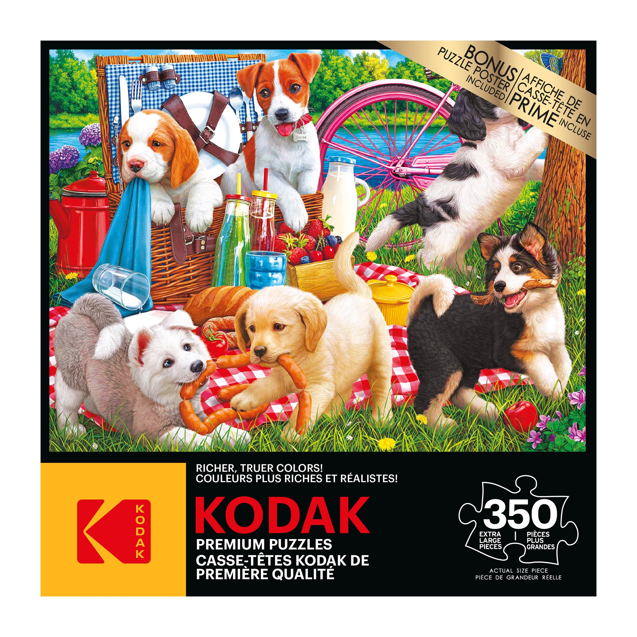 RoseArt - Kodak Premium - Puppies on a Picnic - 350 Piece Jigsaw