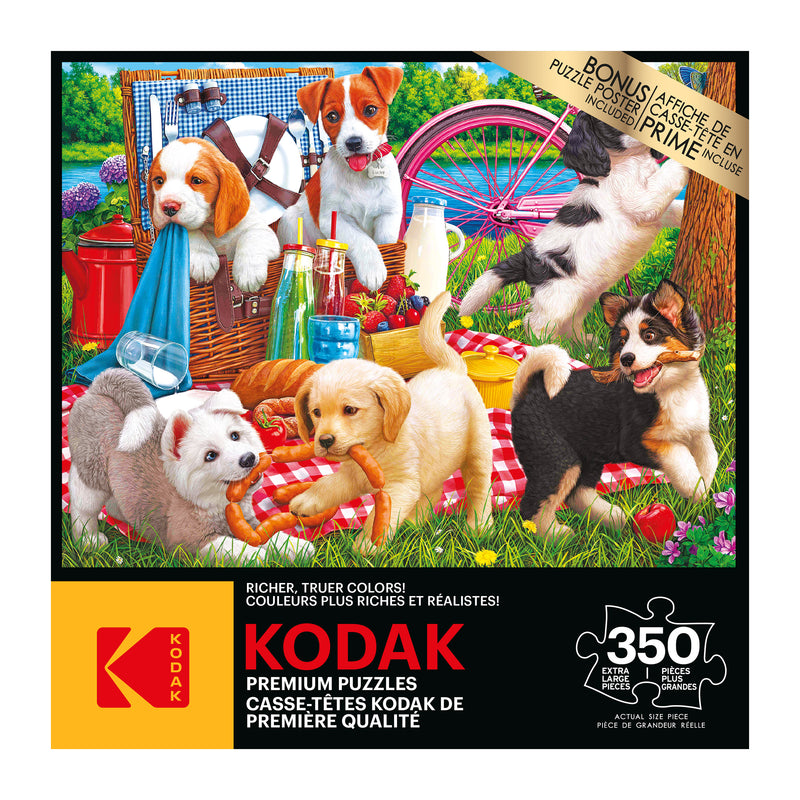 RoseArt - Kodak Premium - Chiots en pique-nique - Casse-tête de 350 pièces