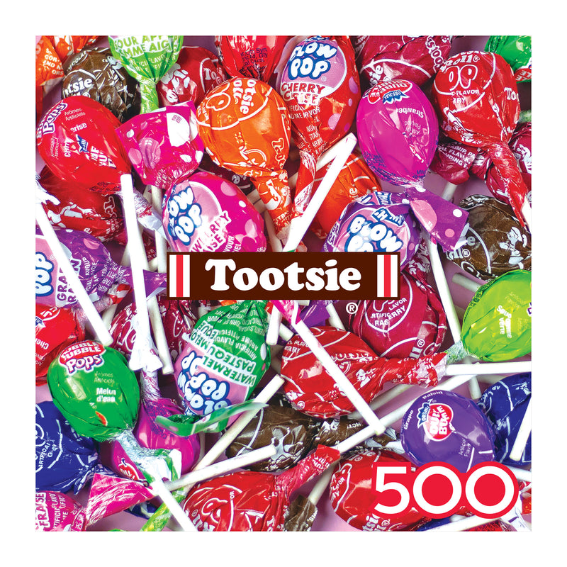 Enjoy a delightful ROSEART SNACK ASSORTMENT with a vibrant 500-piece Tootsie jigsaw puzzle, perfect for challenging your mind while satisfying your sweet tooth.
