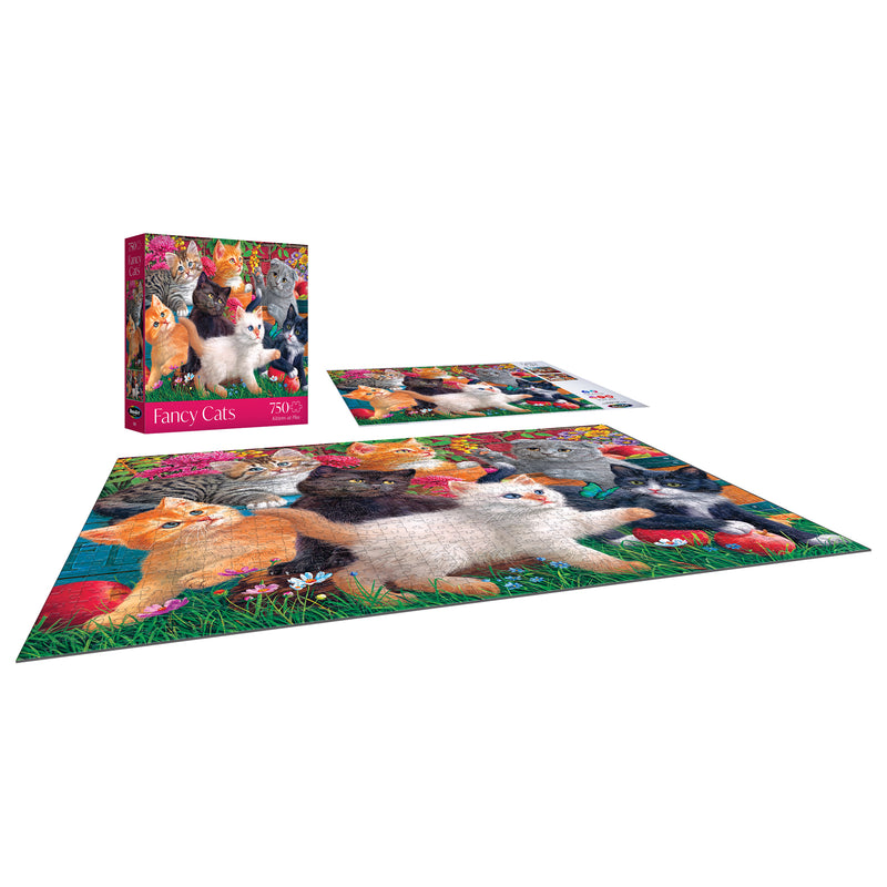 RoseArt - Gatos Elegantes - Travesuras de Biblioteca - Rompecabezas de 750 Piezas