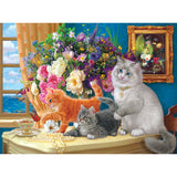 RoseArt - Gatos Elegantes - Travesuras de Biblioteca - Rompecabezas de 750 Piezas