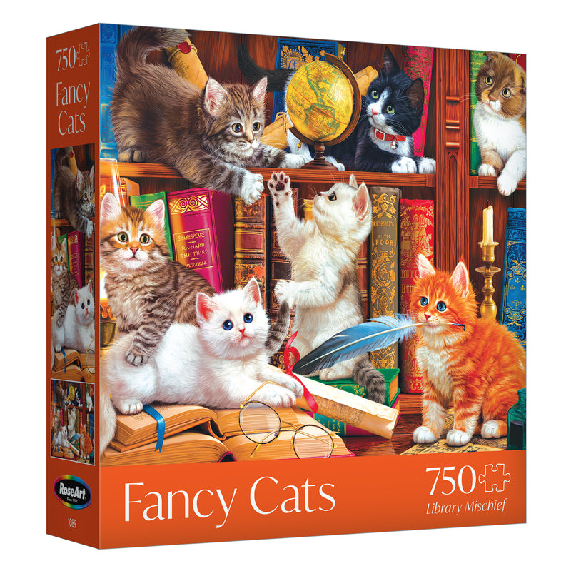 RoseArt - Fancy Cats - Library Mischief - 750 Piece Jigsaw Puzzle