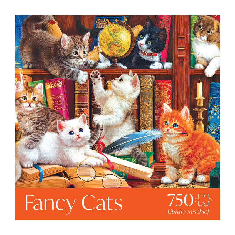 RoseArt - Fancy Cats - Library Mischief - 750 Piece Jigsaw Puzzle
