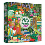 The ROSEART SEEK & FIND Gardener's Library 1000 piece jigsaw puzzle features vibrant garden-themed illustrations and hidden objects—perfect for puzzle lovers and gardening enthusiasts.