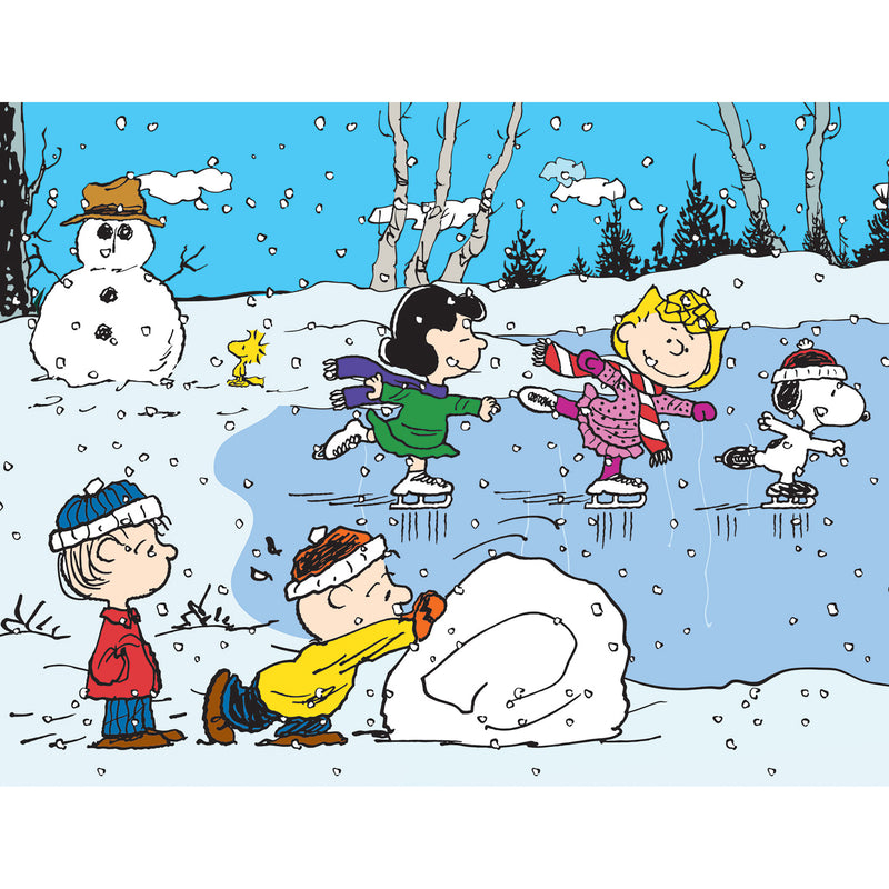 RoseArt - Noël des Peanuts - Patinage sur l'étang - Puzzle de 100 pièces
