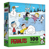 RoseArt - Noël des Peanuts - Patinage sur l'étang - Puzzle de 100 pièces