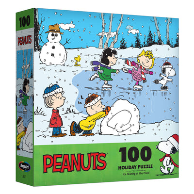 RoseArt - Noël des Peanuts - Patinage sur l'étang - Puzzle de 100 pièces