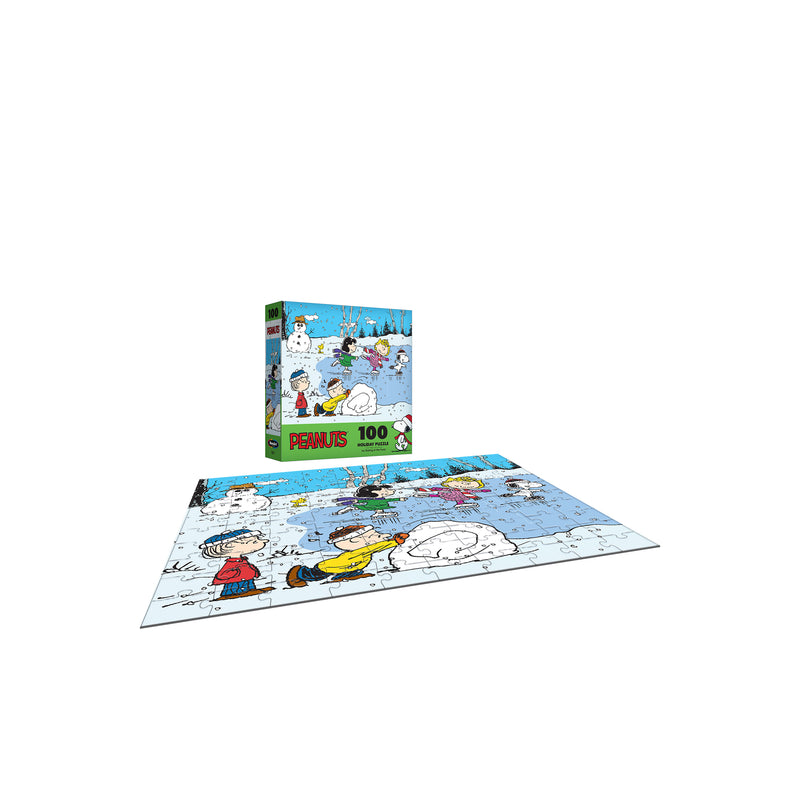 RoseArt - Noël des Peanuts - Patinage sur l'étang - Puzzle de 100 pièces