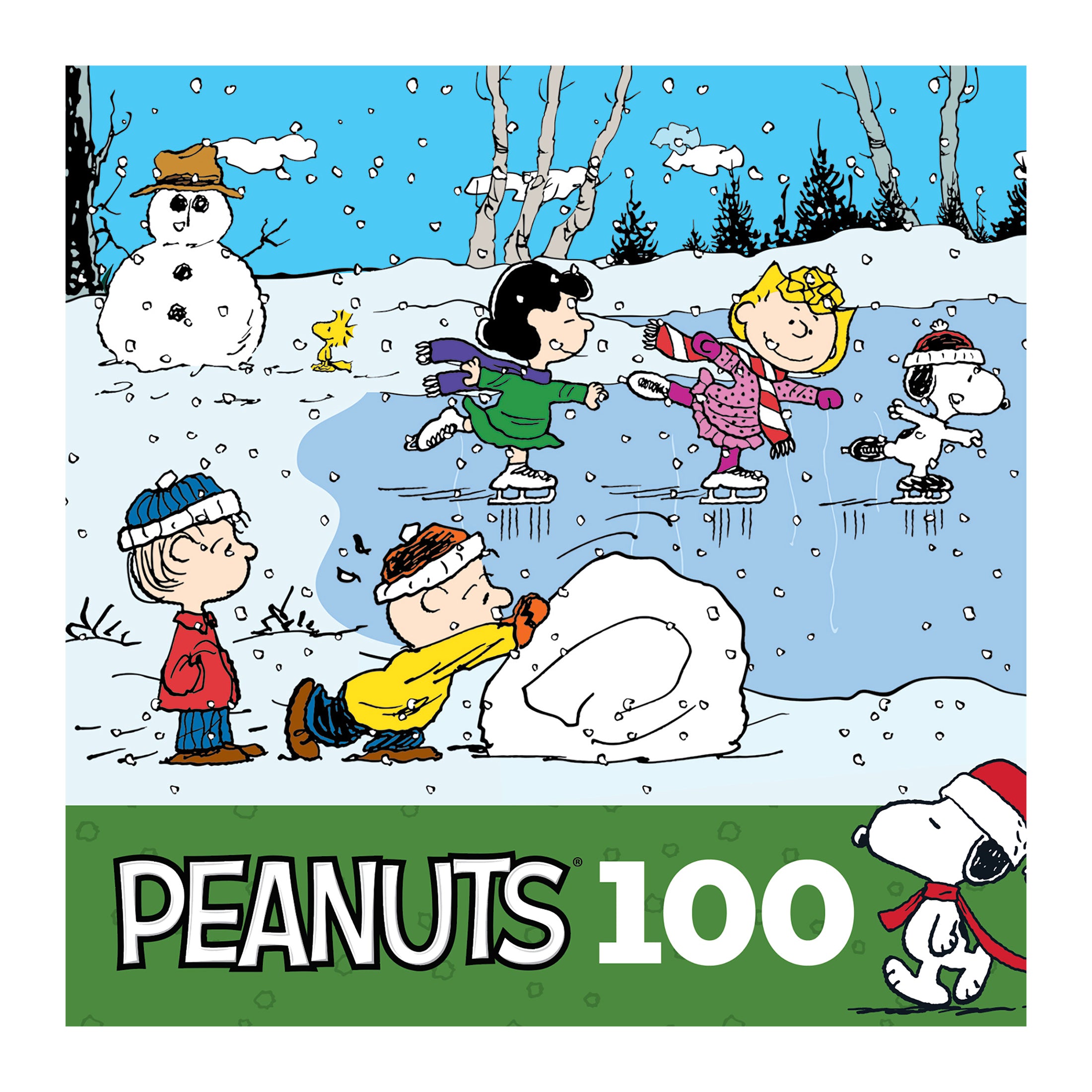 RoseArt - Peanuts Christmas - Ice Skating at the Pond - 100 Piece