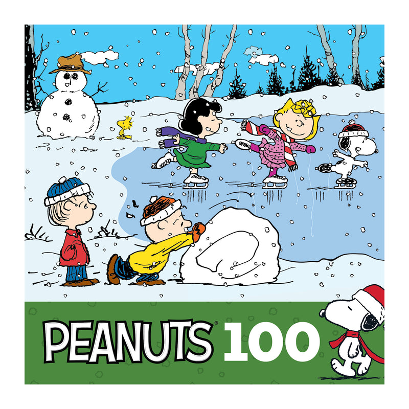 RoseArt - Noël des Peanuts - Patinage sur l'étang - Puzzle de 100 pièces