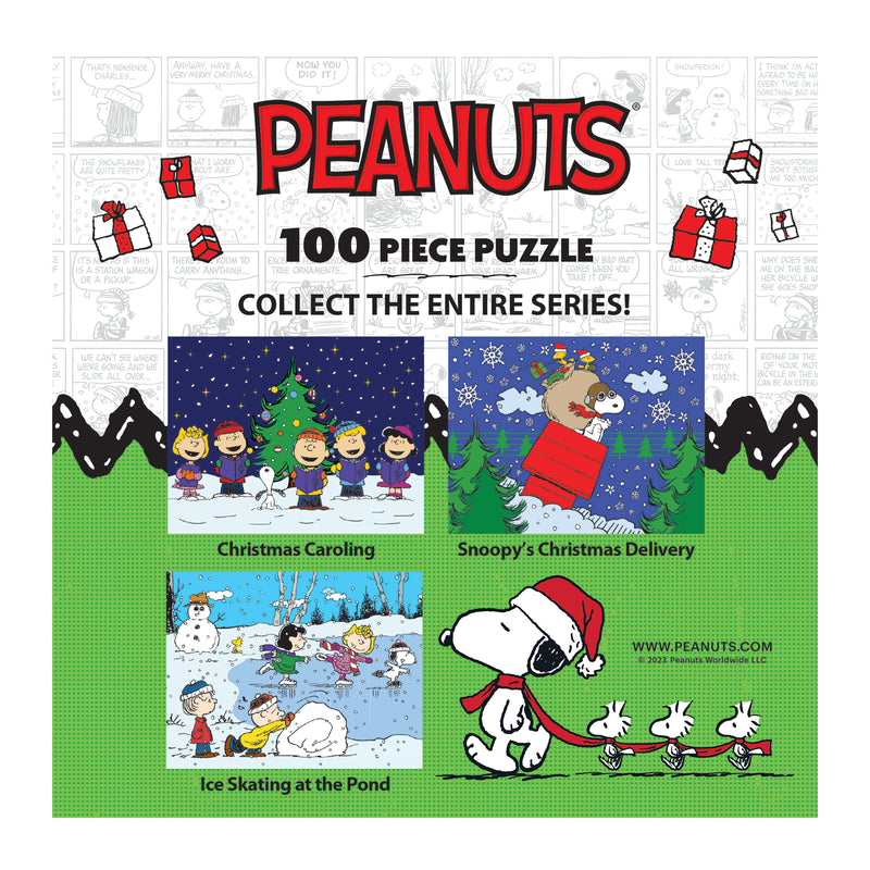 RoseArt - Noël des Peanuts - Patinage sur l'étang - Puzzle de 100 pièces