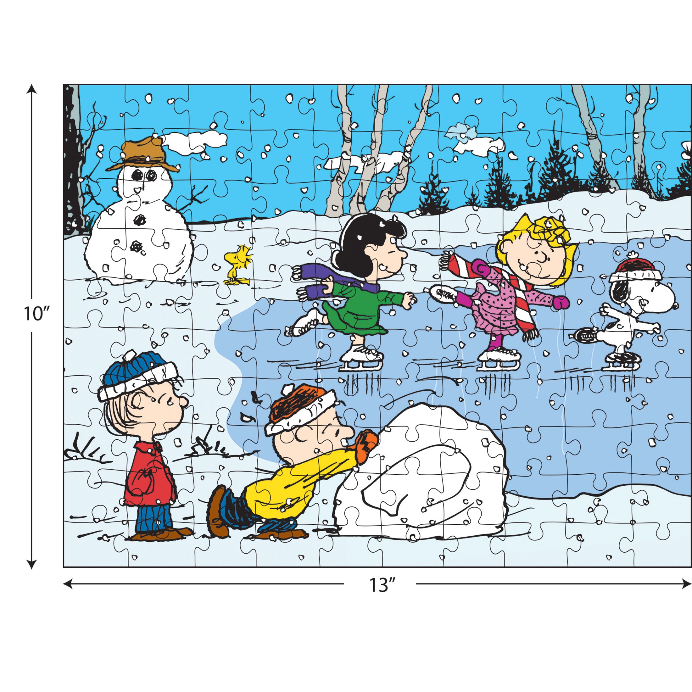 RoseArt - Peanuts Christmas - Ice Skating at the Pond - 100 Piece