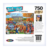 The ROSEART "Back to the Past - Tailgating Fun" jigsaw puzzle by Edward Wargo features a vibrant scene with 750 pieces and includes a bonus poster, promising hours of entertainment.