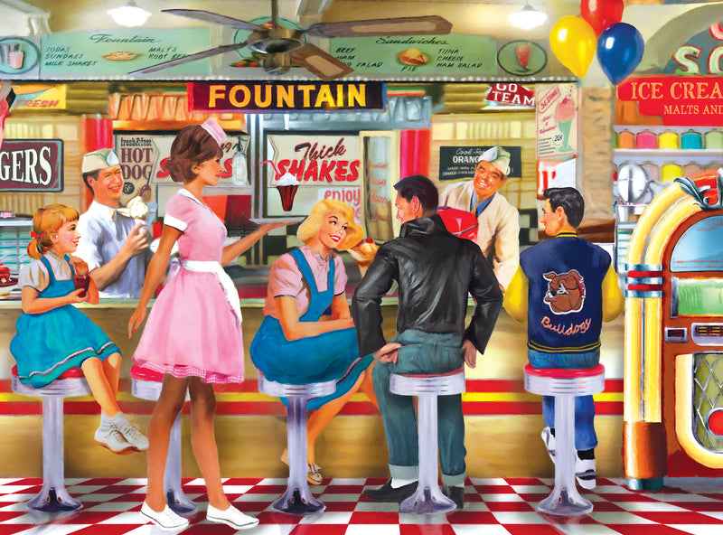 RoseArt Back to the Past Soda & Ice Cream Parlor 750-Piece Jigsaw Puzzle
