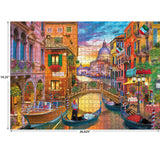Discover Venice's Grand Canal with the ROSEART Kodak Premium 1000-piece jigsaw puzzle, featuring gondolas, vibrant architecture, and flowers under a stunning sunset sky.