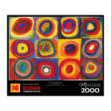 Explore the ROSEART - KODAK MASTERS "Color Study, Squares with Concentric Circles" 2000 piece jigsaw puzzle, featuring Wassily Kandinsky's vibrant circle patterns—perfect for art enthusiasts.