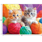 The ROSEART KODAK PREMIUM Fuzzy Yarn Balls 100-piece jigsaw puzzle (10 x 13 in) features two kittens nestled among colorful fuzzy yarn balls.