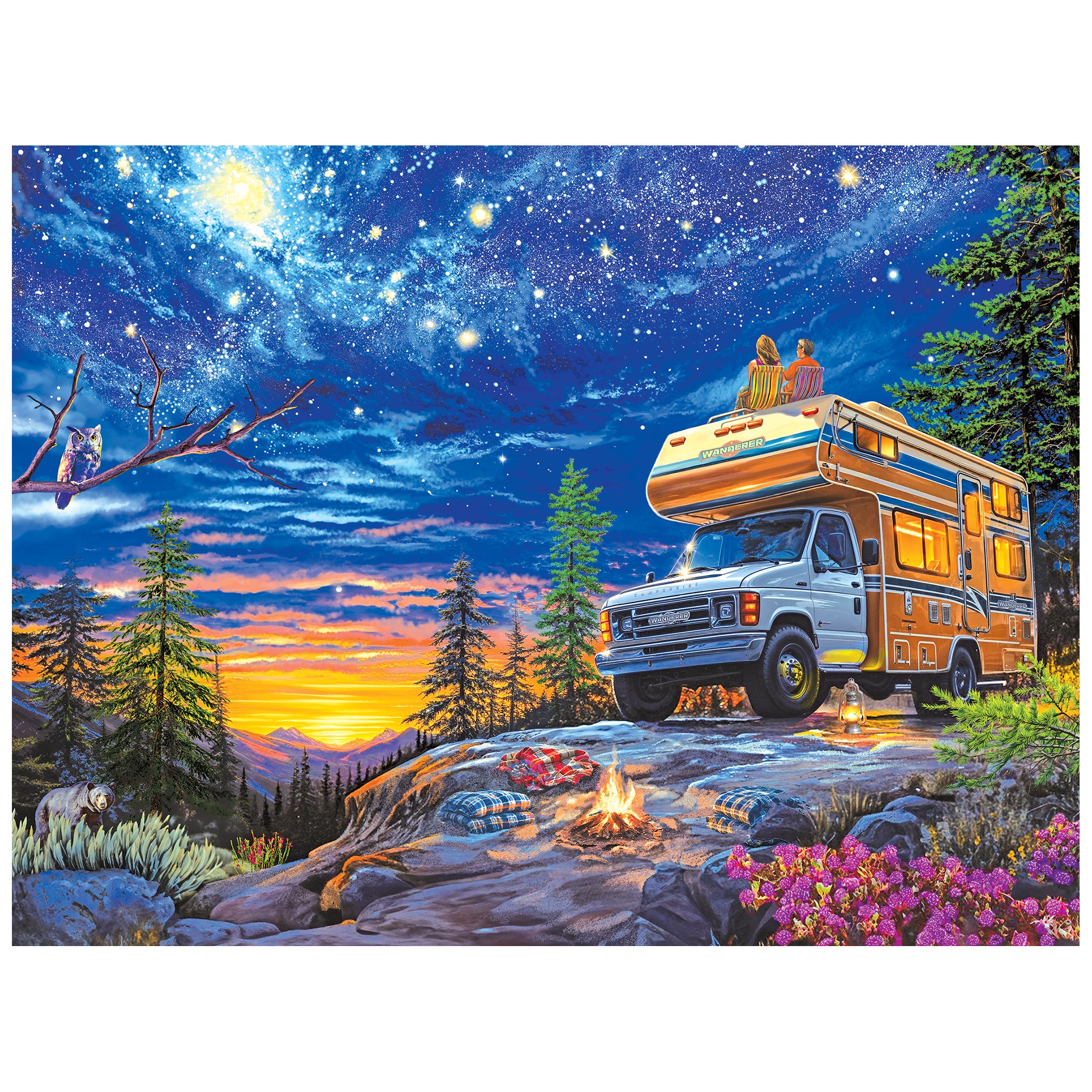 Diner Caravan キャンバスアート RoseArt My Happy Place Camper Night 750-Piece Jigsaw Puzzle – Cra