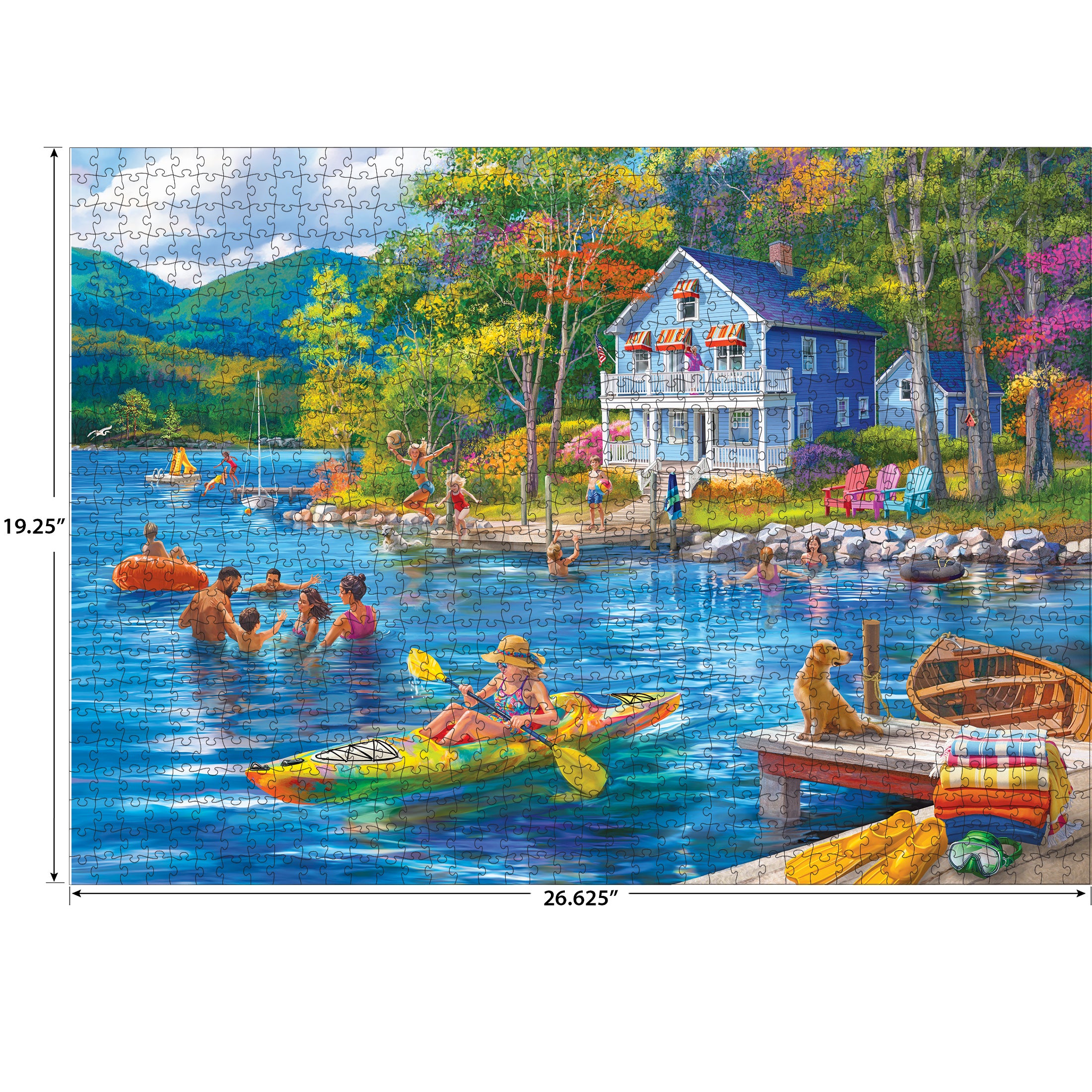 RoseArt Kodak Premium Lake Swimming 1000-Piece Jigsaw Puzzle – Cra