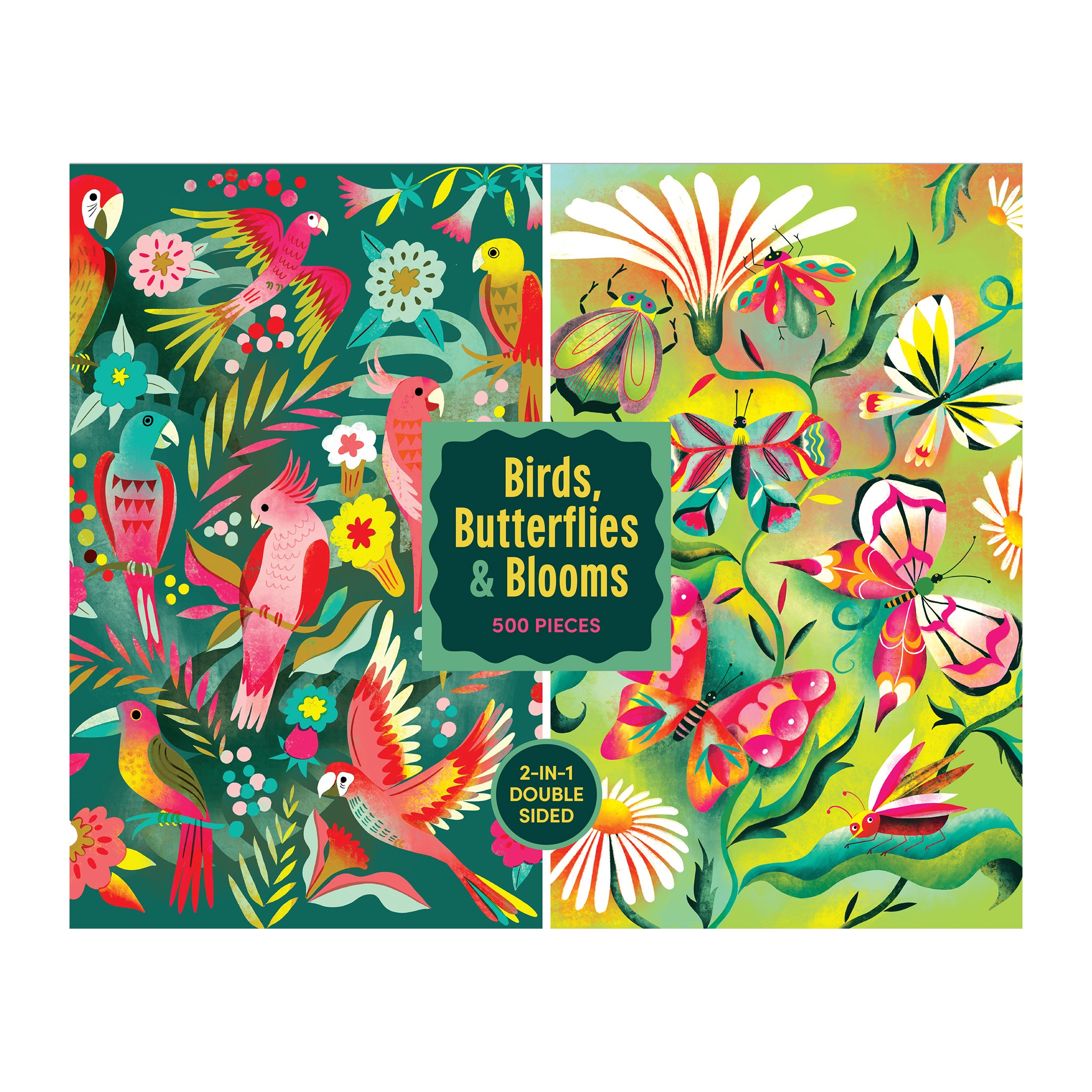 RoseArt-Double-Sided Birds, Butterflies & Blooms 500-Piece Jigsaw
