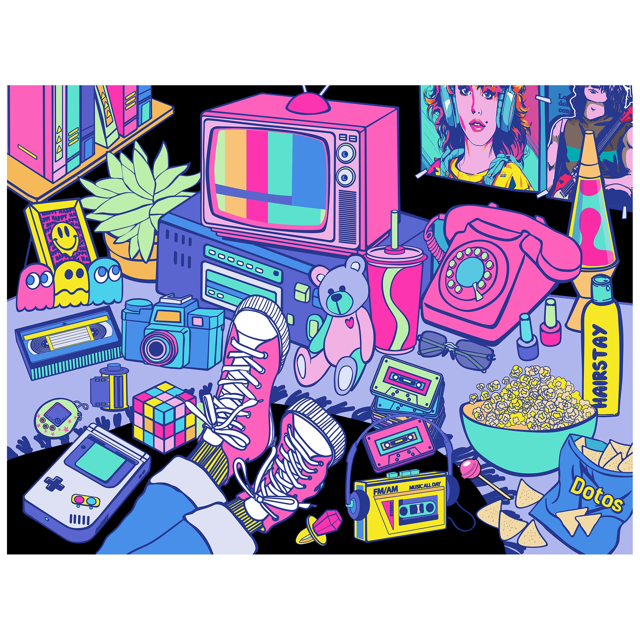 RoseArt Neon Brights 1980s 500-Piece Jigsaw Puzzle – Cra-Z-Art