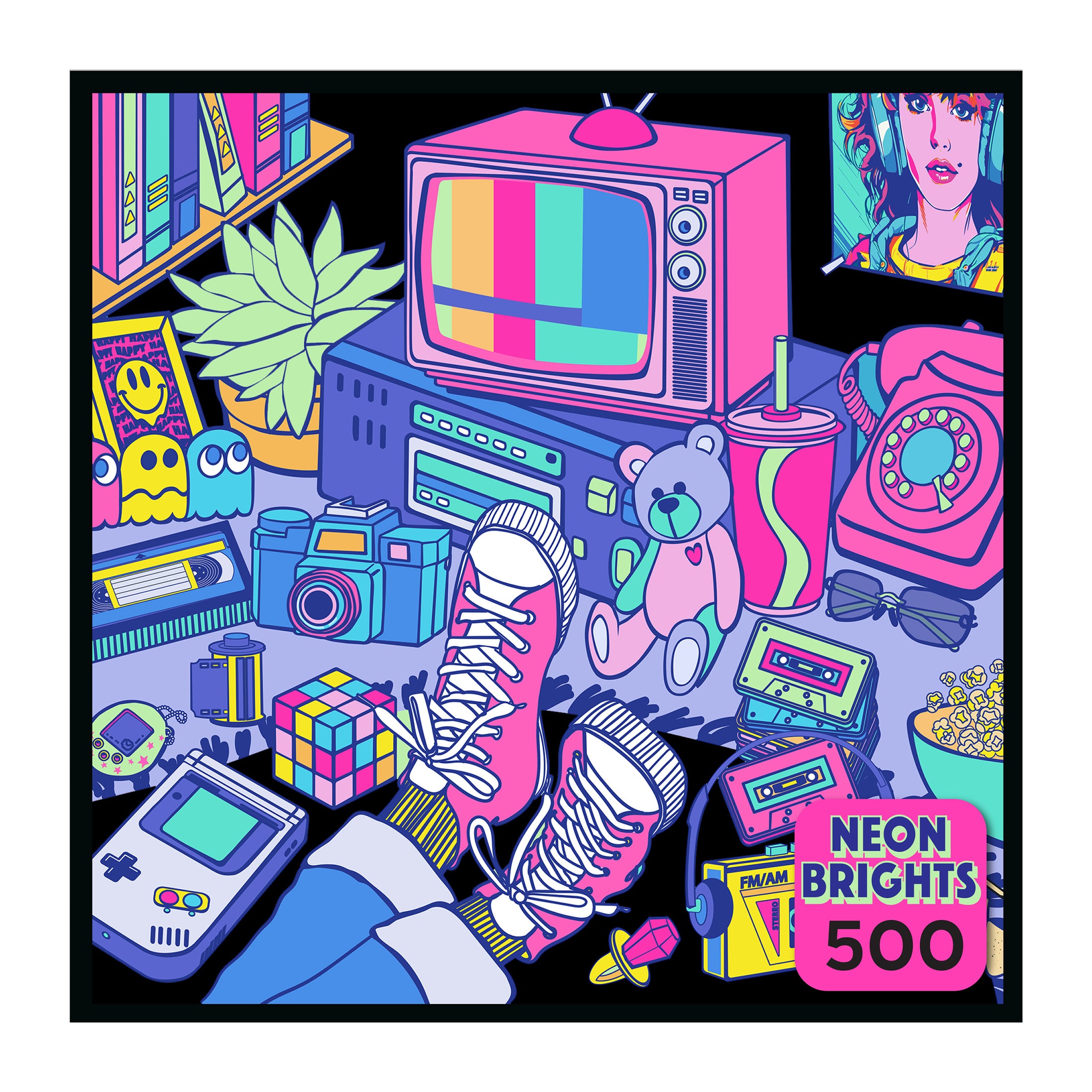 RoseArt Neon Brights 1980s 500-Piece Jigsaw Puzzle – Cra-Z-Art
