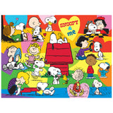 Discover the vibrant ROSEART - PEANUTS - SNOOPY AND ME 300-piece jigsaw puzzle, featuring Snoopy on his iconic doghouse and engaging in playful scenarios with his friends.