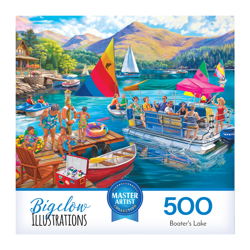 RoseArt-Bigelow Illustrates-Boater's Lake-500 Piece Jigsaw Puzzle