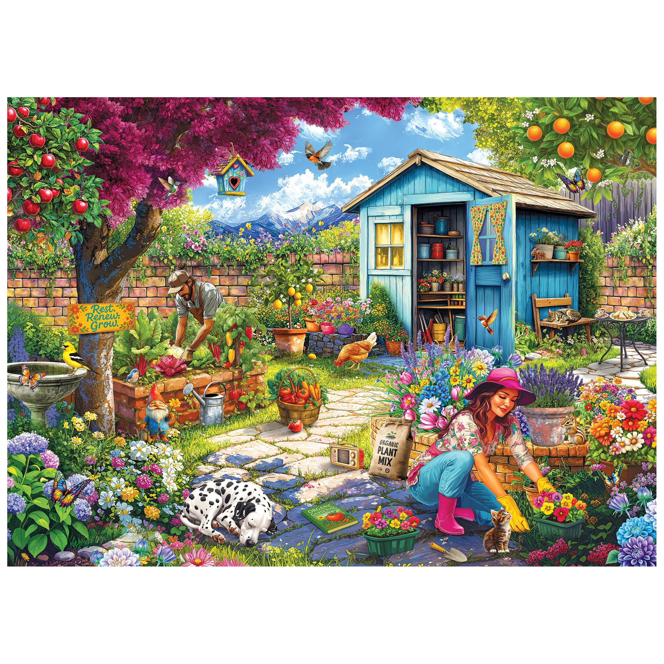 RoseArt Hobby Haven Couple in the Garden 1000-Piece Jigsaw Puzzle