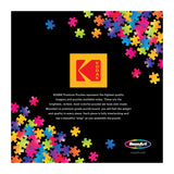 Colorful puzzle pieces surround the ROSEART - KODAK PREMIUM - VICTORIAN GREENHOUSE - 1000 PIECE JIGSAW PUZZLE name, with logos and text highlighting the Victorian greenhouse image and RoseArt logo at the bottom right.